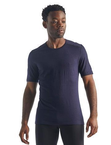 Midnight Navy Men's Icebreaker Merino 200 Oasis Short Sleeve Crewe Thermal Top Base Layers | USA 1388YXFU